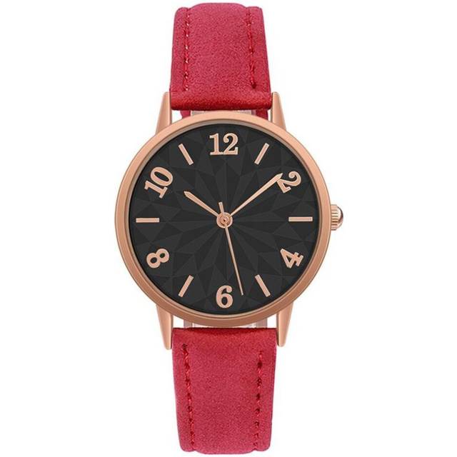 (red) Trendy Unisex New Fashion Casual Women Dress Wristwatches Leather Belt Watches Ins Watch Women Watch Ladies' Quartz Clock Simple Frosted - Red