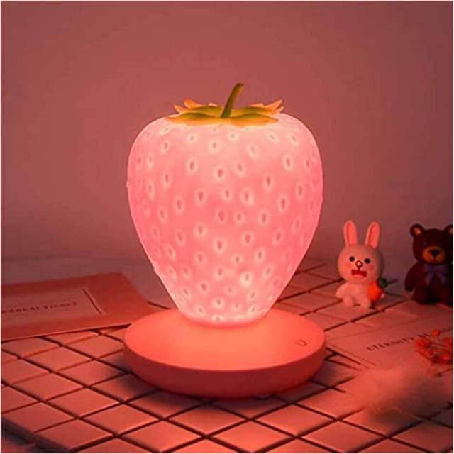 Strawberry Lamp Nursery LED Cute Kids Night Light ,Children's Bedside Color Changing Lamp, 3 Modes Touch,Baby Nursery Decorations Gifts for Children