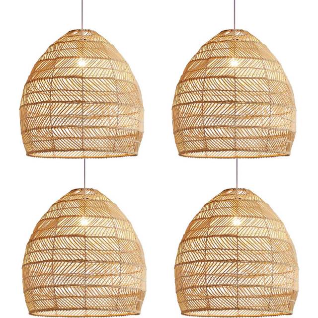 4X Rattan Lamp Pendant Light Vintage Hanging Shades E27 Living Room Dining Home Decor Cafe Restaurant Hanglamp