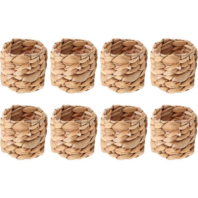 8Pcs Country Style Water Woven Napkin Ring, Hand-Woven Straw Napkin Ring, Farmhouse Natural Napkin Buckle