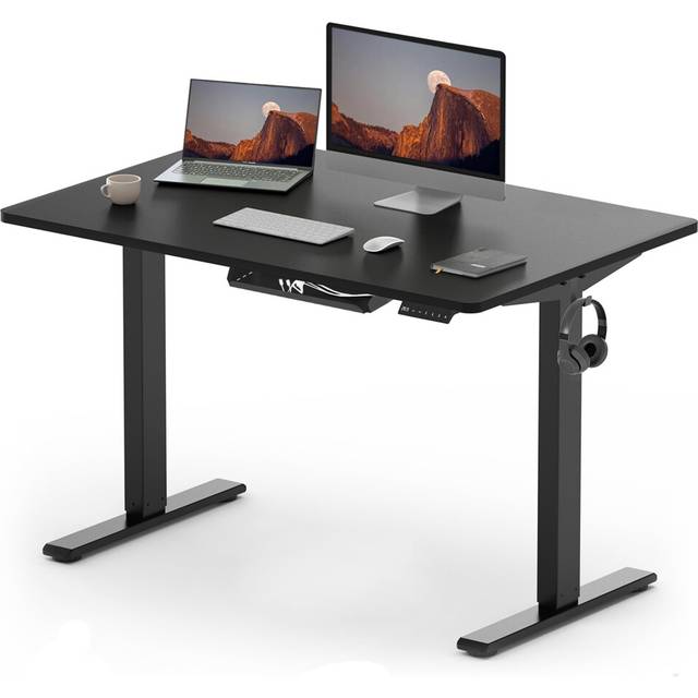FLEXISPOT Electric Height Adjustable Standing Desk 120 * 60cm Sit Stand Desk Adjustable Desk Stand Up Desk with Backpack Hook Memory Smart Pannel