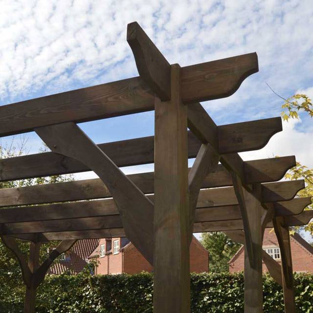 (Rustic Brown, 4.2m - 6 Post) Premium Pergola - 1.8m Width