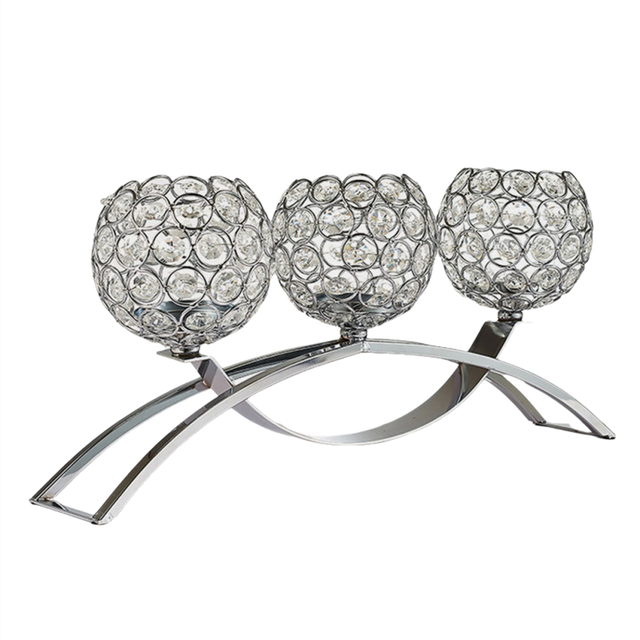 Three- arch bridge candle holder European crystal model silver