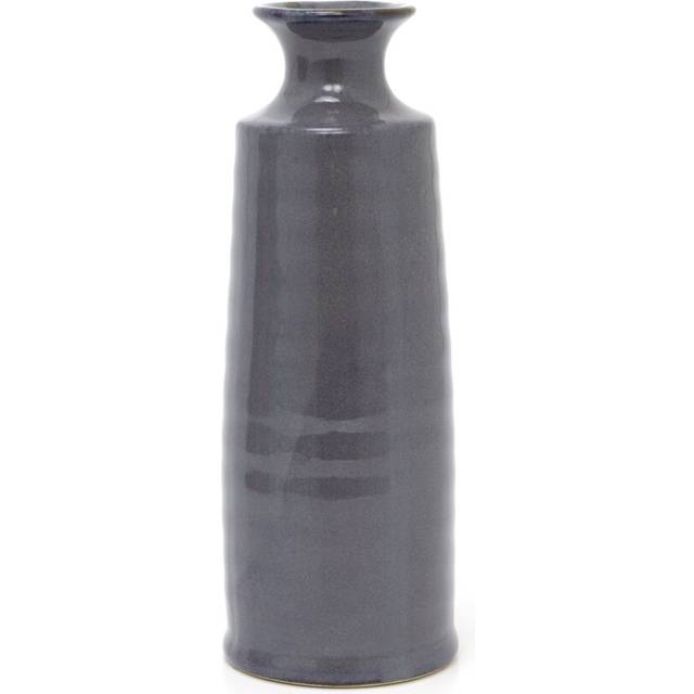 Blue Reactive Bottle Vase 22.8cm | Decorative Stoneware for Flowers | Unique Ceramic Decor