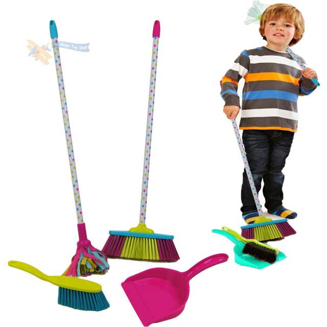The Magic Toy Shop NEW Childrens Kids Cleaning Sweeping Play Set Mop Broom Brush Dustpan Childs Toy