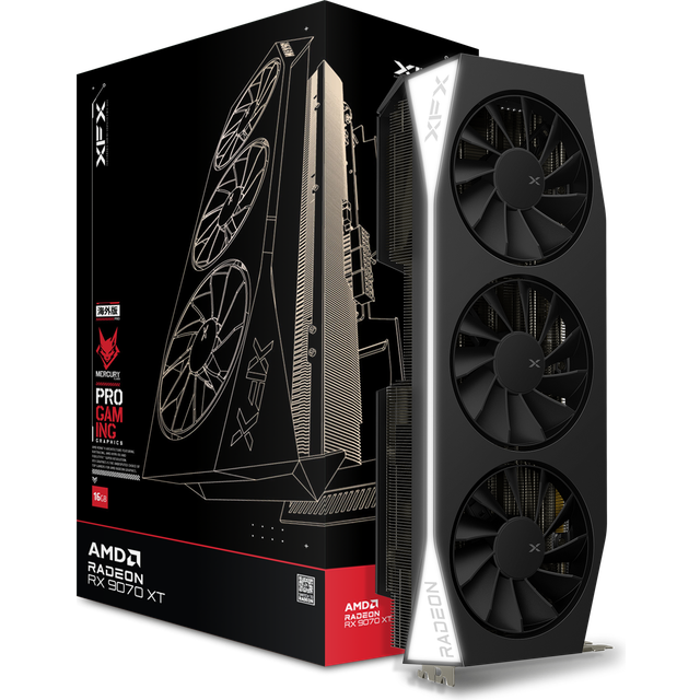 XFX Mercury Radeon RX 9070 XT Gaming Edition, Radeon RX 9070 XT, 16 GB, GDDR6, 256 bit, 7680 x 4320 pixlar, PCI Express 5.0