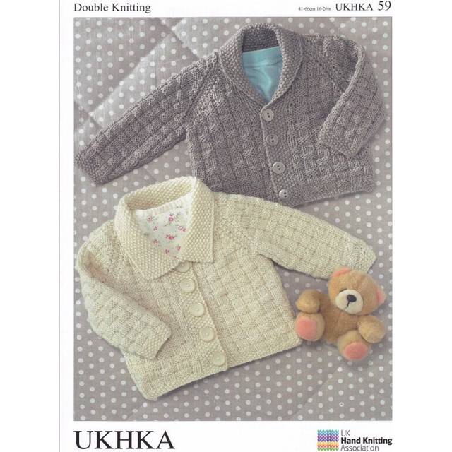UKHKA 59 DK Knitting Pattern Baby Cardigans with Collar