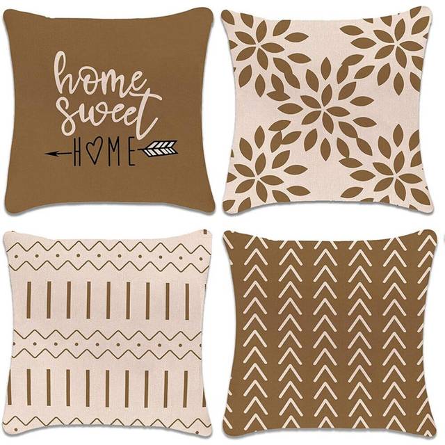 Throw Pillow Covers 18X18 Modern Sofa Throw Pillow Cover, Decorative Outdoor Linen Pillow Case for Sofa Couch F