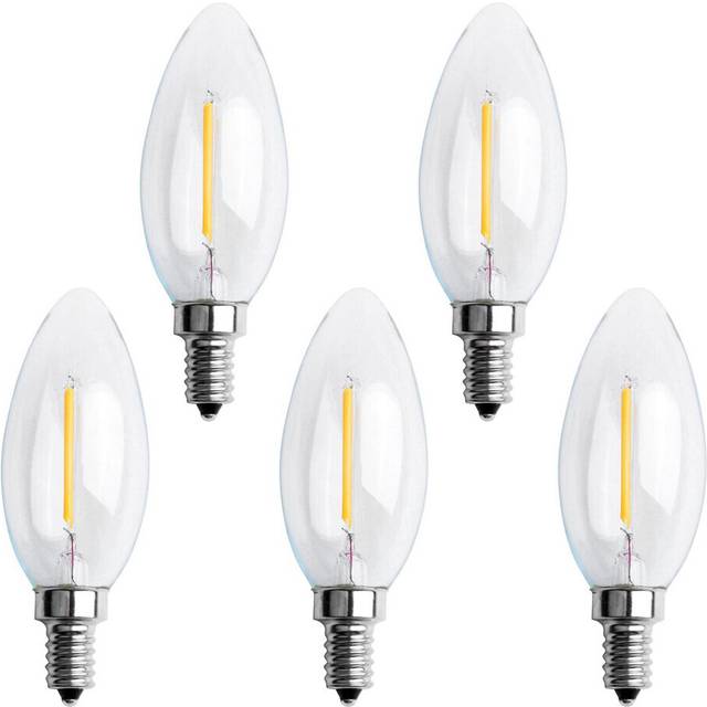 5X Dimmable E12 2W COB Candle Flame LED Light Bulb Lamp 10x3.5cm