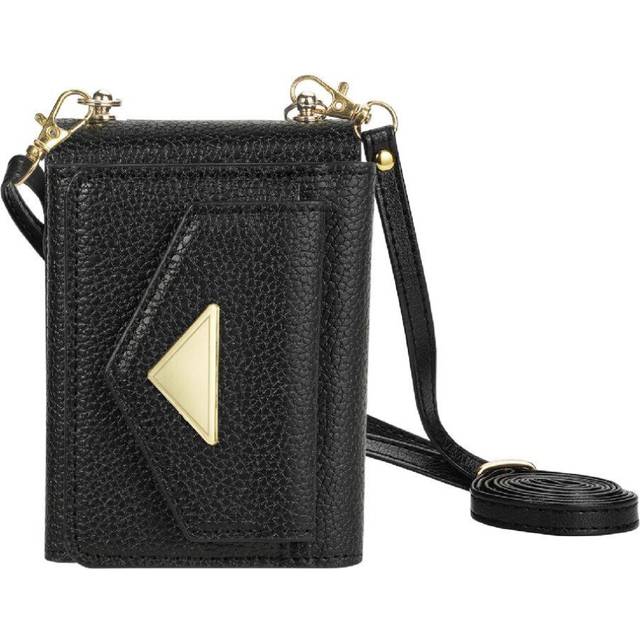 (Black) Accordion Card Wallet Case for Samsung Galaxy Z Flip3 5g Pu Leather Magnetic Closure Crossbody Strap Card Holder Protective Cover