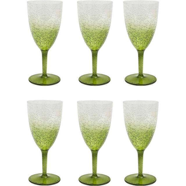 Pack of 6 Green Bubbles Plastic Wine Glass | Set of 6 Plastic Wine Glass Goblet Garden Picnic Glass Wine | Reusable Drinkware Outdoor Wine Glass