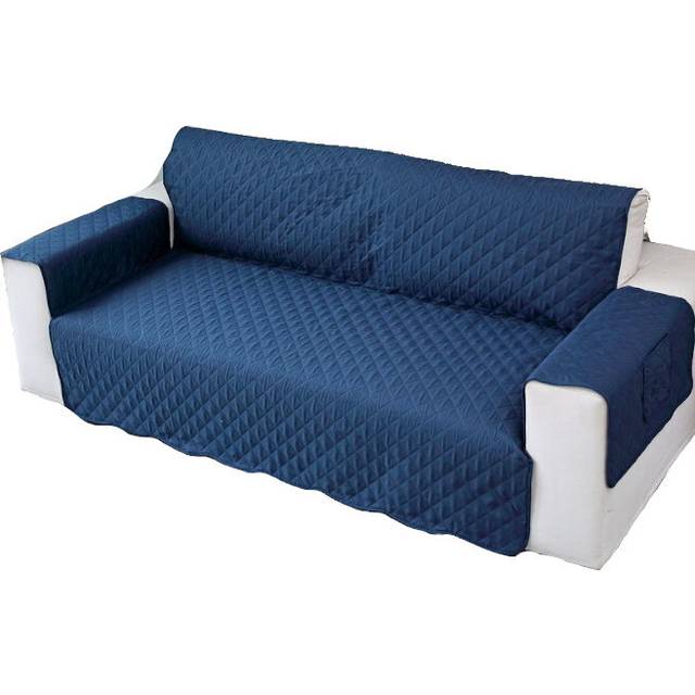 (Navy) 3 Seater High Stretch Sofa Cover Couch Lounge Protector Slipcovers With Two Side Pockets