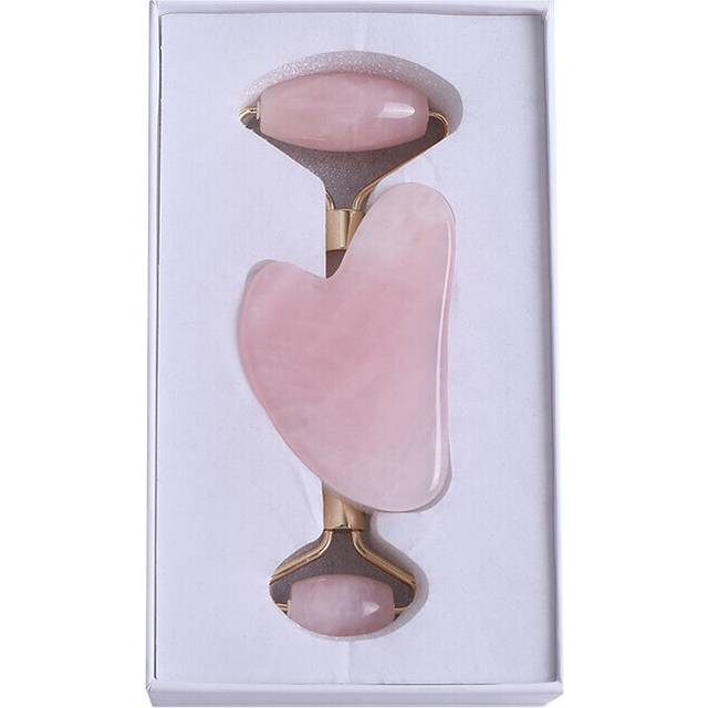 (a-type 5) 2 PC Gouache Scraper Jade Roller And Gua Sha Set Natural Rose Quartz Facial Massager Guasha Board Face Lifting Relax Beauty