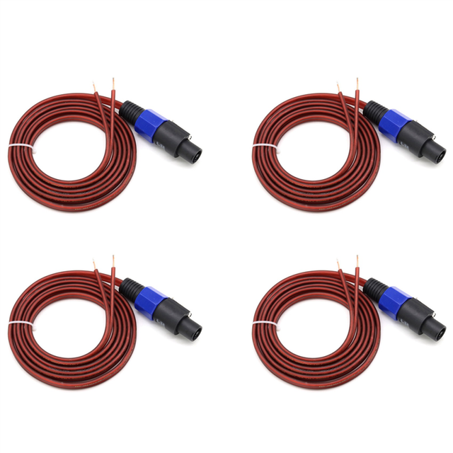 4X Speaker Cable Bare Wire Open End Cable, Speakon to Audio Cord Amplifier Connection for DJ/PA