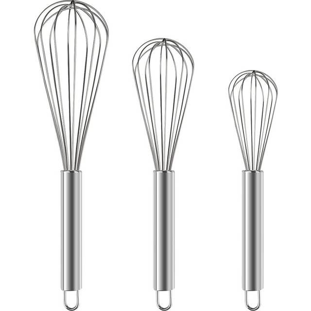 3 Pcs Large Small Metal Mini Whisk Sets, Stainless Steel Egg Wire Tiny Whisks for Cooking Baking, Professional Whisking Wisk Kitchen Tool Utensil