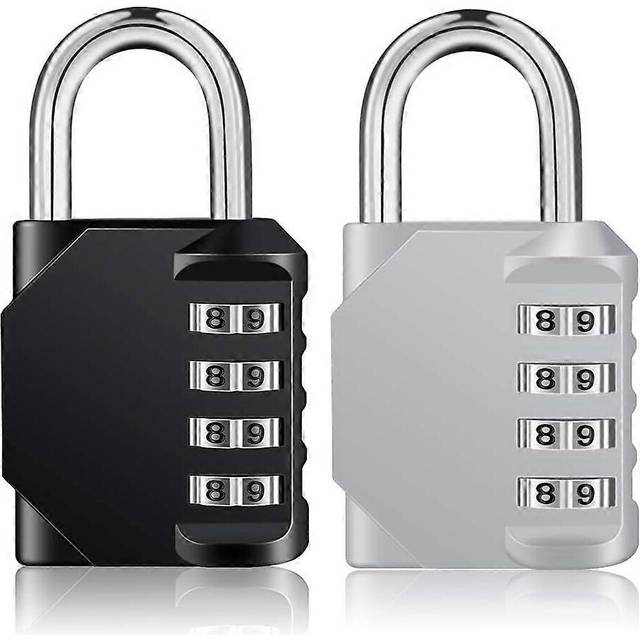 (As show, One size) Combination Lock 2 Pack, 4 Digit Outdoor Combination Padlock for Gym, School, Gates (Black and Sliver)