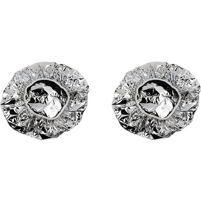 2X Shower Cap Heat Insulation Aluminum Foil Hat Elastic Bathing Cap for Women Hair Salon Bathroom -Silver