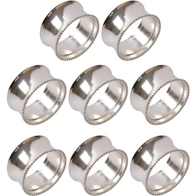 8 Pieces of Zinc alloy Beaded Napkin Ring Delicate Buckle (Silver)