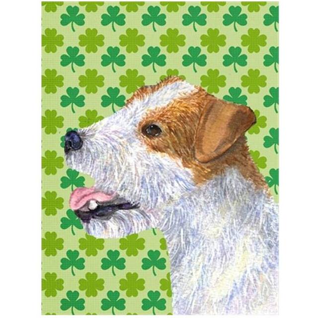 Jack Russell Terrier St. Patricks Day Shamrock Portrait Flag Canvas House Size