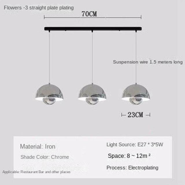 (Three heads electroplated silver) Restaurant chandelier modern minimalist bar creative dining table European style home chandelier