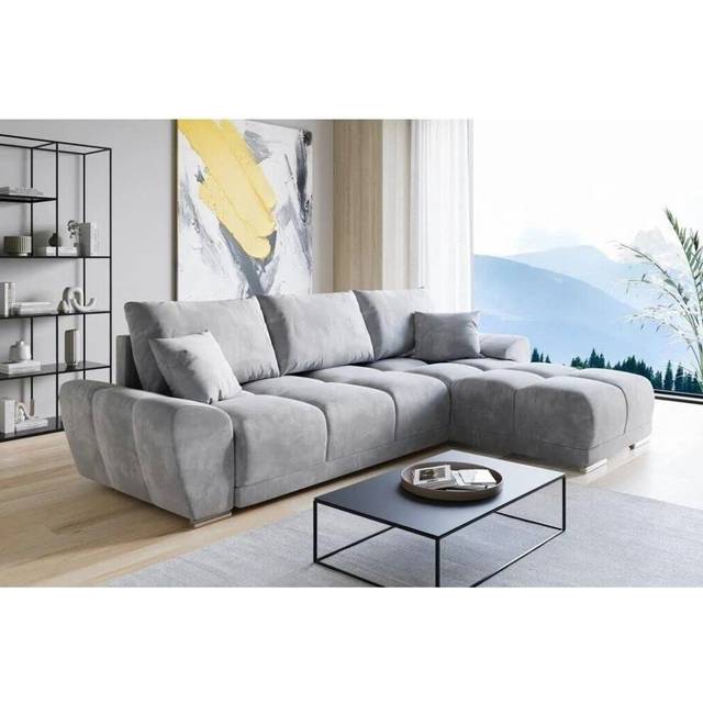 (Right Arm Corner) TU Enzo Sofa - Corner Grey Left And Right Arm Sofa Bed With Storage