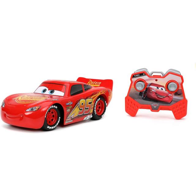 Jada Toys Pixar Cars 1:24 Lightning McQueen RC Remote Control Car 2.4 GHz Red Toys for Kids