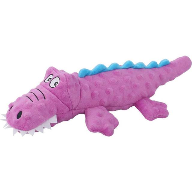 (Purple, One size) Dog Squeaky Toys  No Stuffing Dog Chew Toy for Puppy Teething- Durable Crocodile Plush Crinkle Interactive Tots Toy for Small Mediu