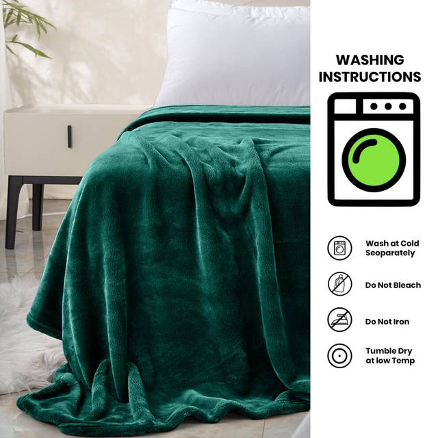 (Super King Blanket Fleece Throw, Emerald Green Blanket Mink Throw Fleece) Soft Warm Fleece Blanket Bed Sofa Couch Throw UK