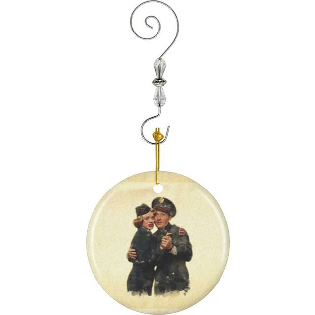 (B&B - ...Back In The Army (White Christmas)-3141) Christmas Ornaments Ceramic Charm with Hook Crystal Handmade Xmas Tree Decorations KeepsakeÂStocki