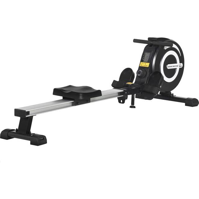 HOMCOM Indoor Adjustable Magnetic Rowing Machine with LCD Digital Monitor - Black - 57 x 58 x 185cm