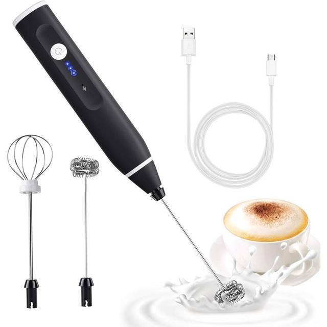 Electric Milk Frother With Double Whisk, Usb Rechargeable Milk Frother