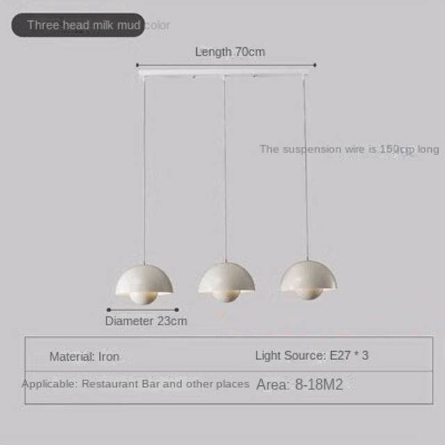 (Three-head milk mud color) Restaurant chandelier modern minimalist bar creative dining table European style home chandelier