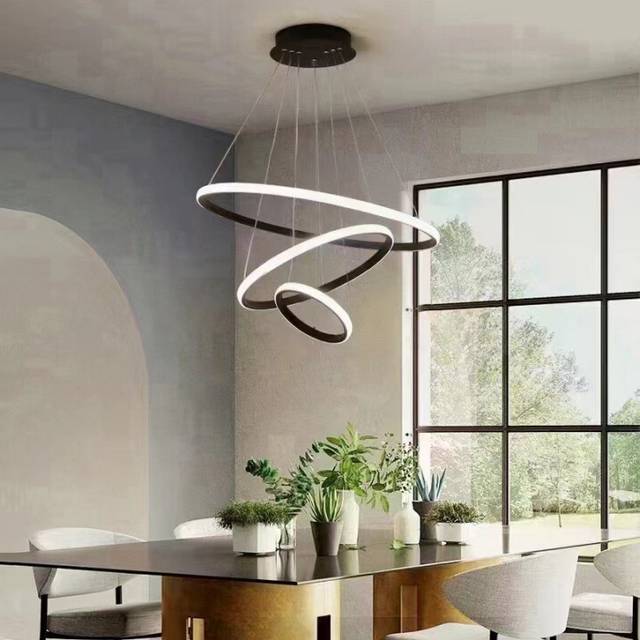 (dining hanging black 120W) Hall Chandelier Modern Simple Starry Sky Nordic Bar Lamps