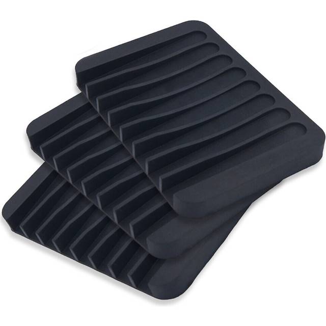 Silicone Shower Soap Dish Set, Soap Saver Holder, Rectangle Concave Black