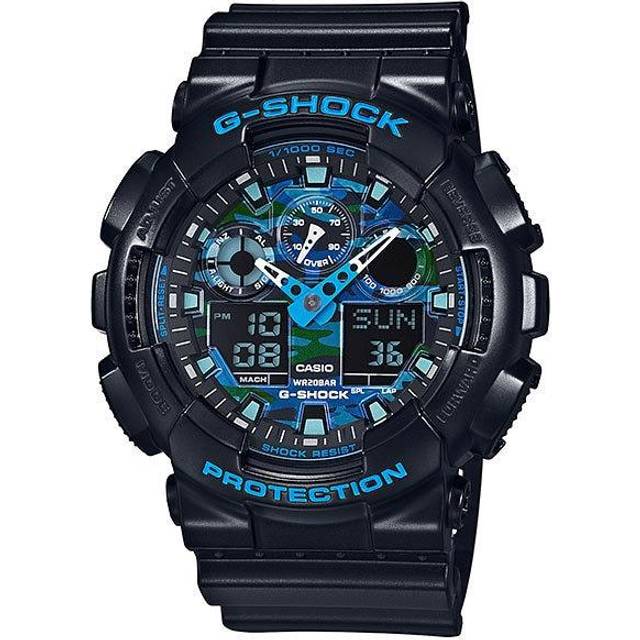 CASIO Men's G-SHOCK GA-100CB-1AJF [COOL BLUE] Round Watch Black Resin Digital Analog