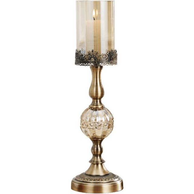 Metal Glass Candle Stand Holders Decoration Metal Candlestick Candle Holders Table Living Room Ornaments -L