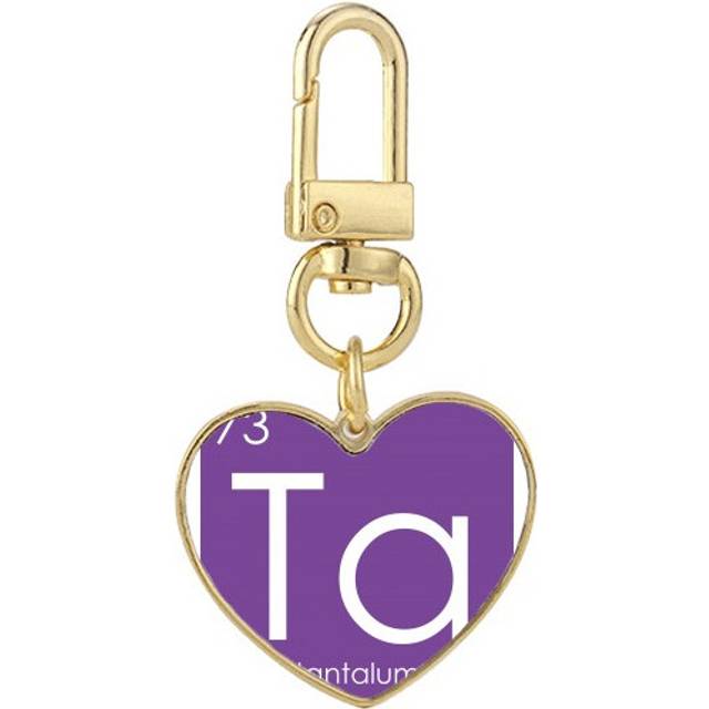 Chestry Elements Period Table Transition Metals Tantalum Ta Gold Heart Keychain Metal Keyring Holder