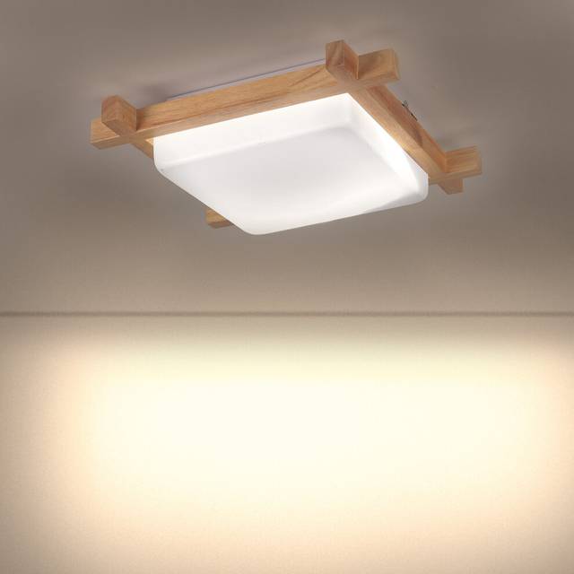 Square Wooden Ceiling Lamp Indoor Ceiling Light Led Ceiling Lamp Modern Ceiling Light 3000K for Bedrooms,Living Rooms Hallways
