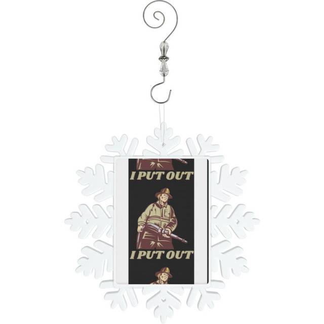 (I Put Out - Funny Firefighter Gift=8478) Christmas Ornament Snowflake Tree Decoration Car Hanging Charm Gift with Hook Keepsake for Friends Family