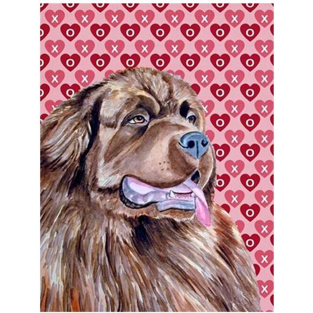 28 x 40 in. Newfoundland Hearts Love And Valentines Day Portrait Flag Canvas House Size