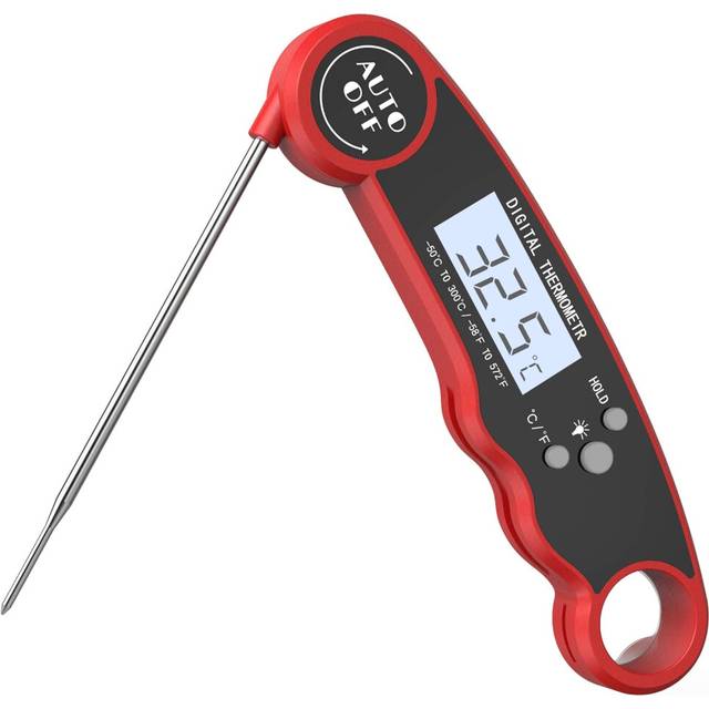Kitchen digital meat thermometer lightning fast IP67 waterproof with bottle opener, magnetic, 180? rotatable, red