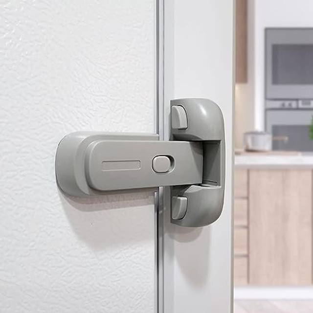Refrigerator Door Locks for Kids Security, Single Door Fridge Freezer Baby Safety Locks, Single-Handed Operation, Easy to Install, No Tools Required