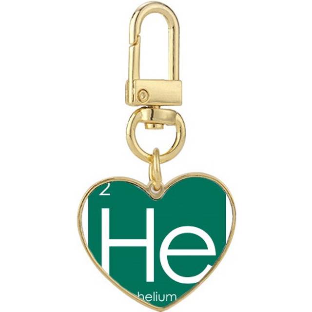 Chestry Elements Period Table Rare Gas Helium He Gold Heart Keychain Metal Keyring Holder