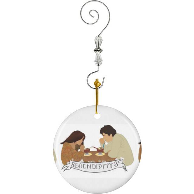 (Serendipity 3 Cafe Scene-3725) Christmas Ornaments Ceramic Charm with Hook Crystal Handmade Xmas Tree Decorations KeepsakeÂStocking Stuffer