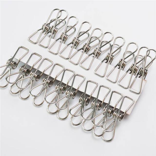 100 Pack Garments, Stainless Steel Clothes Hanging Clothes Line Clips for Clothes, Paper Files, Snacks Seal