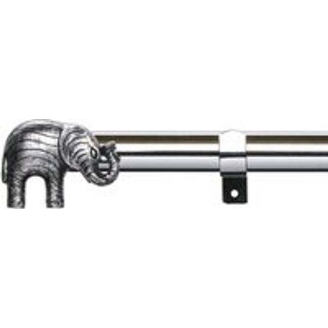 Elephant Extendable Metal Eyelet Curtain Pole - Silver