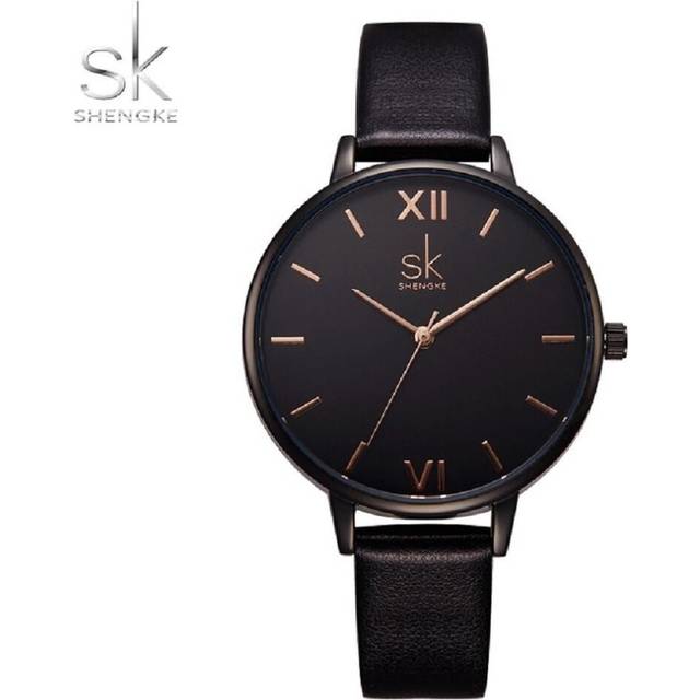 (black) Shengke Fashion Watches Women Eleagant Quartz Wristwatches Ladies Charm Flowers Dial Clock best gifts for wife,Friend,Family
