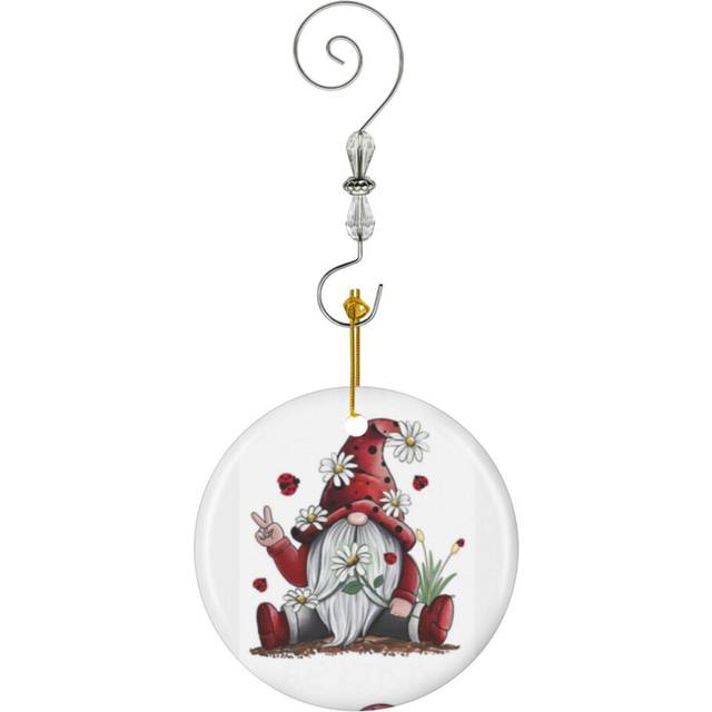 (Be Kind Daisy Gnome Flowers Ladybugs-3074) Christmas Ornaments Ceramic Charm with Hook Crystal Handmade Xmas Tree Decorations KeepsakeÂStocking Stuf