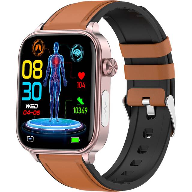 (Brown) AI Medical Diagnosis Blood Lipids Uric Acid Blood Glucose Smart Watch Men ECG+PPG Fitness Tracker Bluetooth call Smartwatch