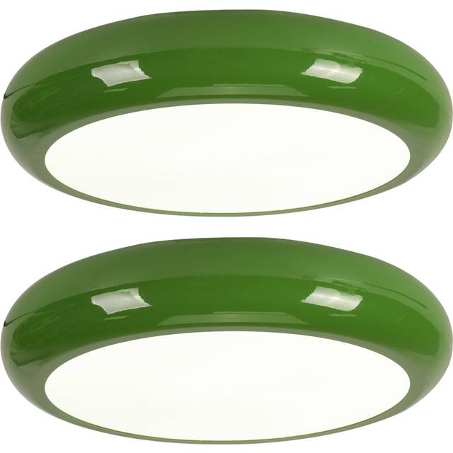 2X Modern Ceiling Light ?30CM Indoor Bedroom Ceiling Light Led Ceiling Lamp Retro Round Ceiling Light 3000K for Living Room Kitchen Hallway, Green